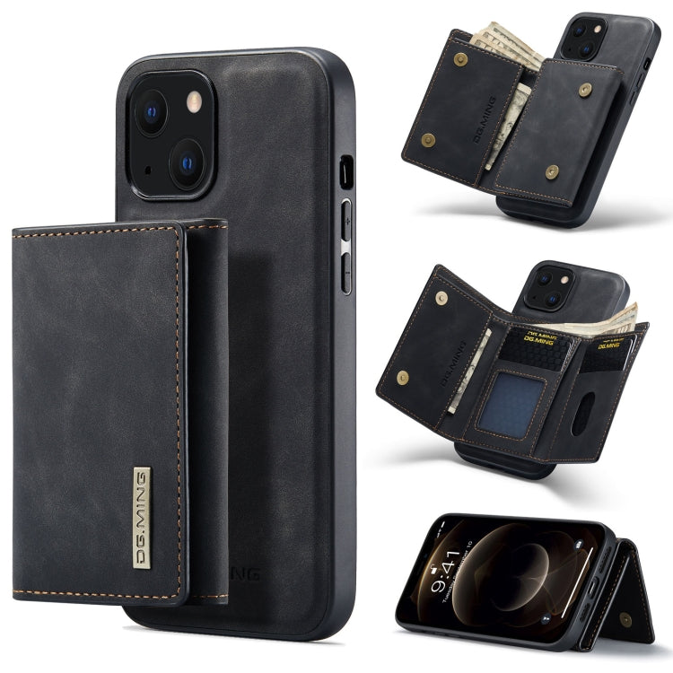 For iPhone 13 mini DG.MING M1 Series 3-Fold Multi Card Wallet Shockproof Case with Holder Function (Black) - HoMEdemic™ 