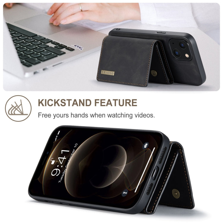 For iPhone 13 mini DG.MING M1 Series 3-Fold Multi Card Wallet Shockproof Case with Holder Function (Black) - HoMEdemic™ 