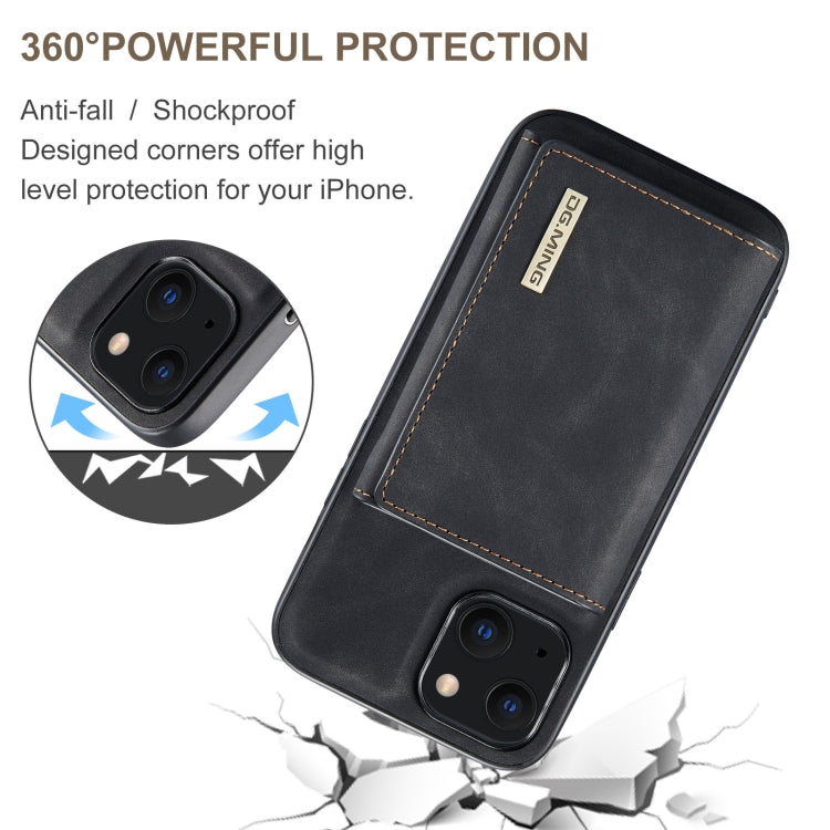 For iPhone 13 mini DG.MING M1 Series 3-Fold Multi Card Wallet Shockproof Case with Holder Function (Black) - HoMEdemic™ 
