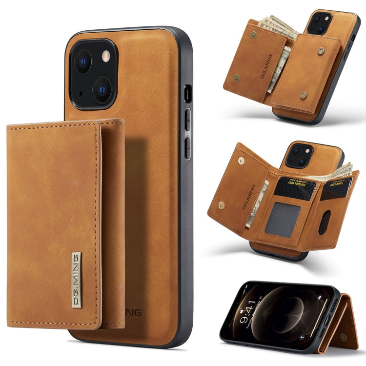 For iPhone 13 mini DG.MING M1 Series 3-Fold Multi Card Wallet Shockproof Case with Holder Function (Brown) - HoMEdemic™ 