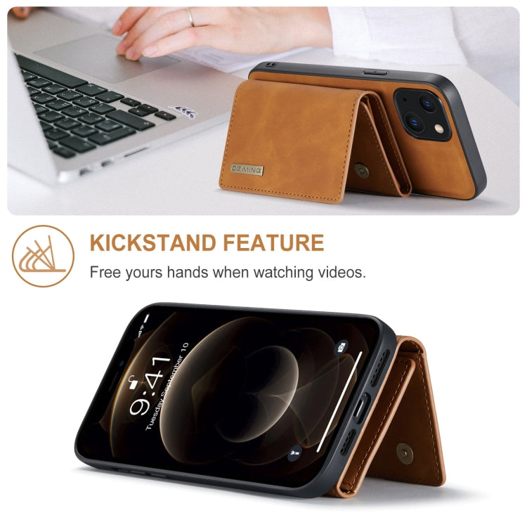 For iPhone 13 mini DG.MING M1 Series 3-Fold Multi Card Wallet Shockproof Case with Holder Function (Brown) - HoMEdemic™ 