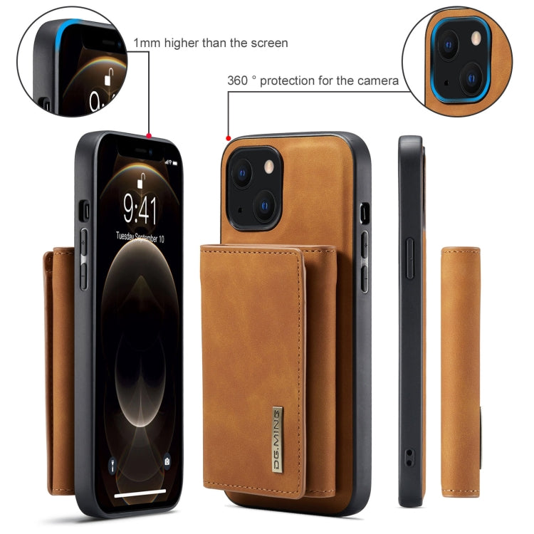 For iPhone 13 mini DG.MING M1 Series 3-Fold Multi Card Wallet Shockproof Case with Holder Function (Brown) - HoMEdemic™ 