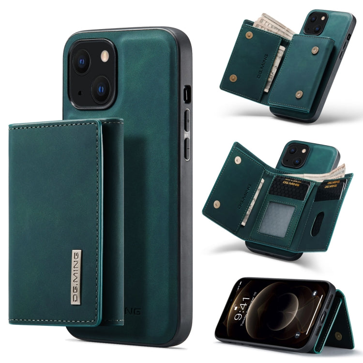 For iPhone 13 mini DG.MING M1 Series 3-Fold Multi Card Wallet Shockproof Case with Holder Function (Green) - HoMEdemic™ 