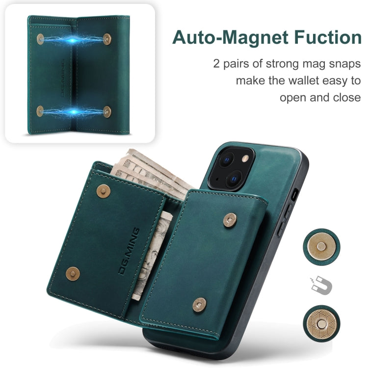 For iPhone 13 mini DG.MING M1 Series 3-Fold Multi Card Wallet Shockproof Case with Holder Function (Green) - HoMEdemic™ 