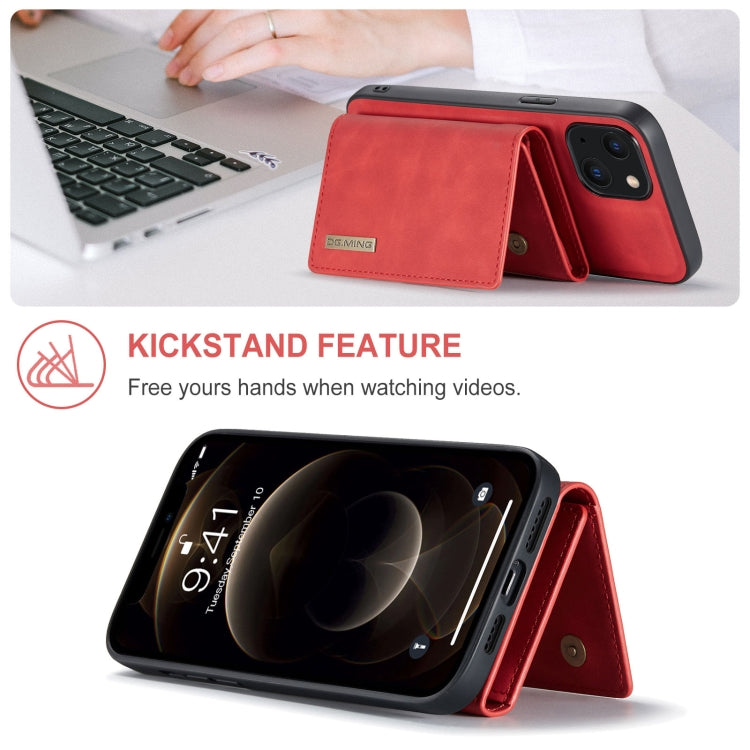 For iPhone 13 mini DG.MING M1 Series 3-Fold Multi Card Wallet Shockproof Case with Holder Function (Red) - HoMEdemic™ 