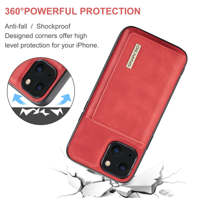 For iPhone 13 mini DG.MING M1 Series 3-Fold Multi Card Wallet Shockproof Case with Holder Function (Red) - HoMEdemic™ 