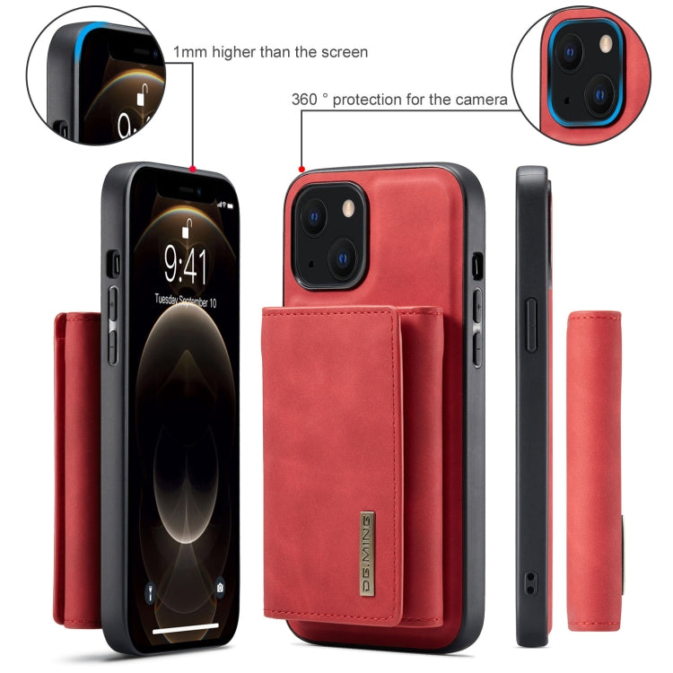For iPhone 13 mini DG.MING M1 Series 3-Fold Multi Card Wallet Shockproof Case with Holder Function (Red) - HoMEdemic™ 