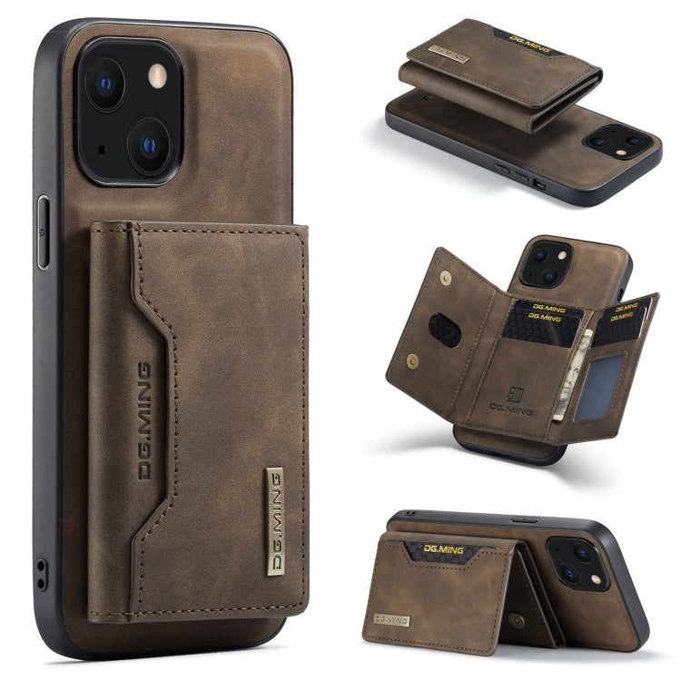 For iPhone 13 mini DG.MING M2 Series 3-Fold Card Bag Shockproof Case with Wallet & Holder Function (Coffee) - HoMEdemic™ 