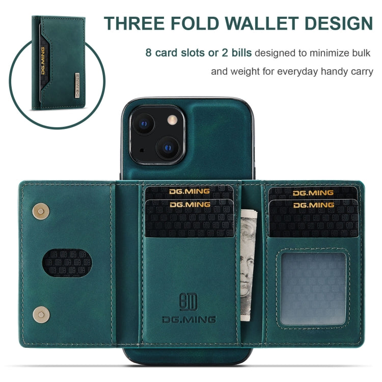 For iPhone 13 mini DG.MING M2 Series 3-Fold Card Bag Shockproof Case with Wallet & Holder Function (Green) - HoMEdemic™ 