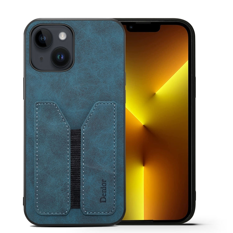 For iPhone 13 mini Denior DV Elastic Card PU Back Cover Phone Case(Blue) - HoMEdemic™ 