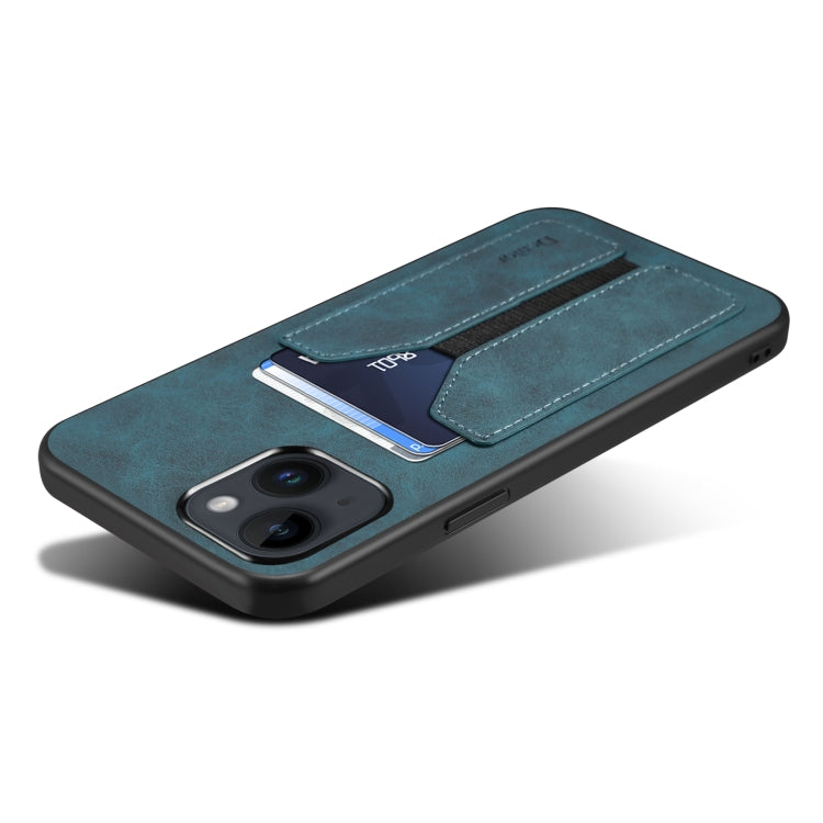 For iPhone 13 mini Denior DV Elastic Card PU Back Cover Phone Case(Blue) - HoMEdemic™ 