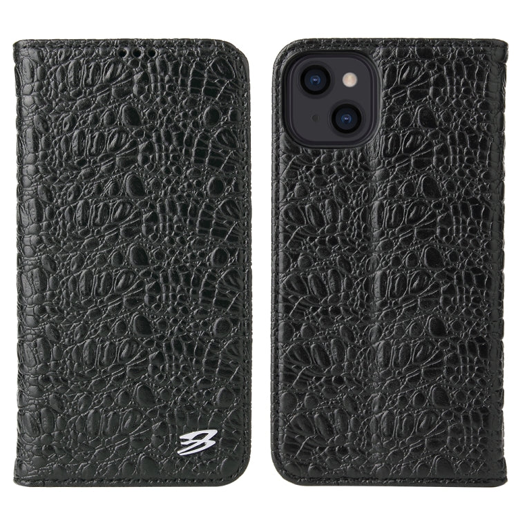 For iPhone 13 mini Fierre Shann Crocodile Texture Magnetic Horizontal Flip Genuine Leather Case with Holder & Card Slot (Black) - HoMEdemic™ 