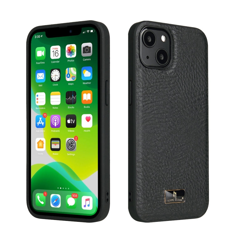 For iPhone 13 mini Fierre Shann Leather Texture Phone Back Cover Case (Cowhide Black) - HoMEdemic™ 