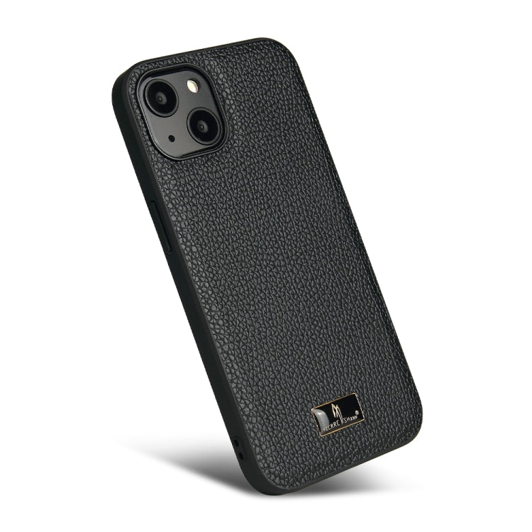 For iPhone 13 mini Fierre Shann Leather Texture Phone Back Cover Case (Cowhide Black) - HoMEdemic™ 