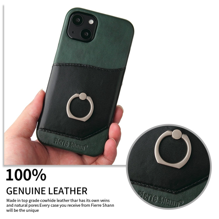 For iPhone 13 mini Fierre Shann Oil Wax Texture Genuine Leather Back Cover Case with 360 Degree Rotation Holder & Card Slot (Black) - HoMEdemic™ 