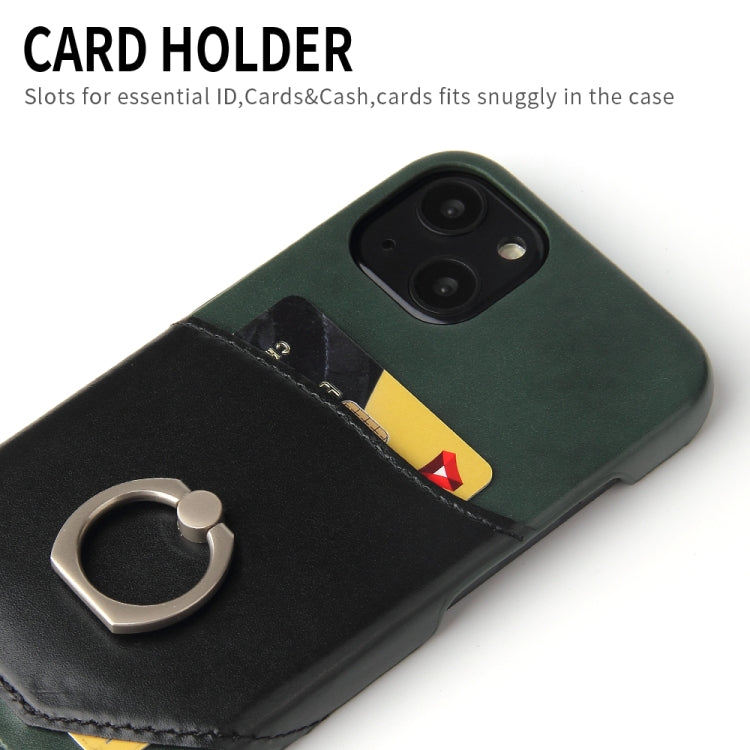 For iPhone 13 mini Fierre Shann Oil Wax Texture Genuine Leather Back Cover Case with 360 Degree Rotation Holder & Card Slot (Black) - HoMEdemic™ 