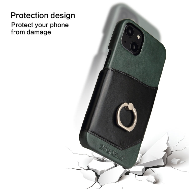 For iPhone 13 mini Fierre Shann Oil Wax Texture Genuine Leather Back Cover Case with 360 Degree Rotation Holder & Card Slot (Black) - HoMEdemic™ 