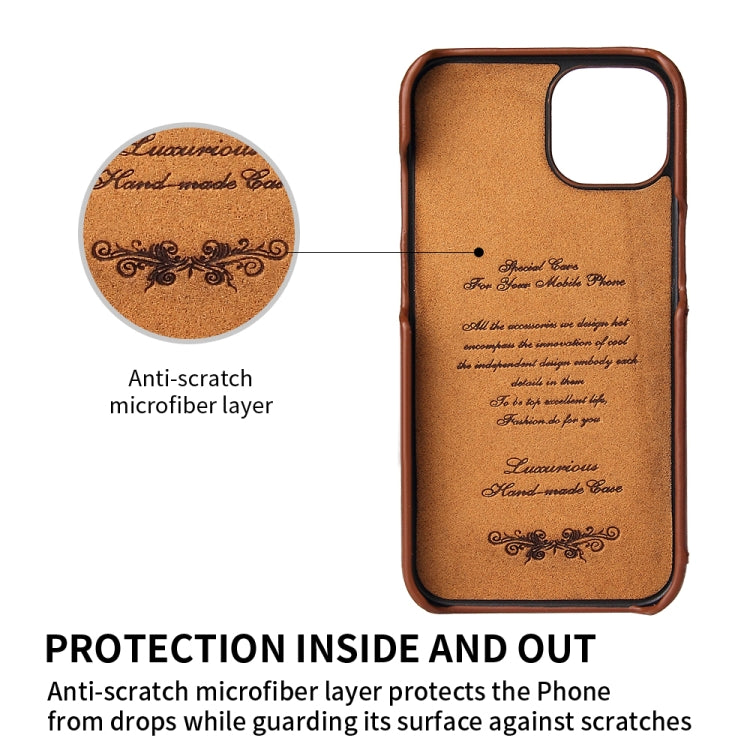 For iPhone 13 mini Fierre Shann Oil Wax Texture Genuine Leather Back Cover Case with 360 Degree Rotation Holder & Card Slot (Brown) - HoMEdemic™ 
