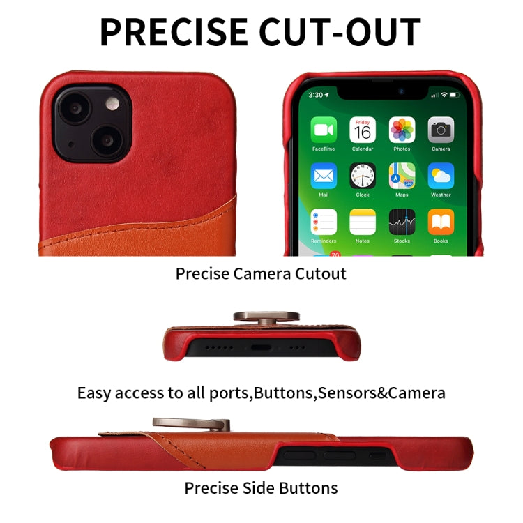 For iPhone 13 mini Fierre Shann Oil Wax Texture Genuine Leather Back Cover Case with 360 Degree Rotation Holder & Card Slot (Red) - HoMEdemic™ 