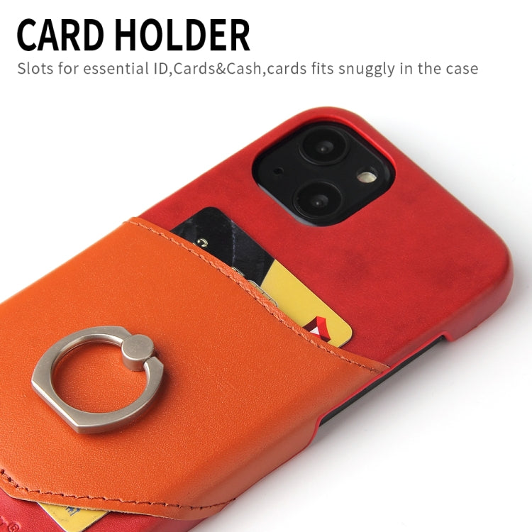 For iPhone 13 mini Fierre Shann Oil Wax Texture Genuine Leather Back Cover Case with 360 Degree Rotation Holder & Card Slot (Red) - HoMEdemic™ 