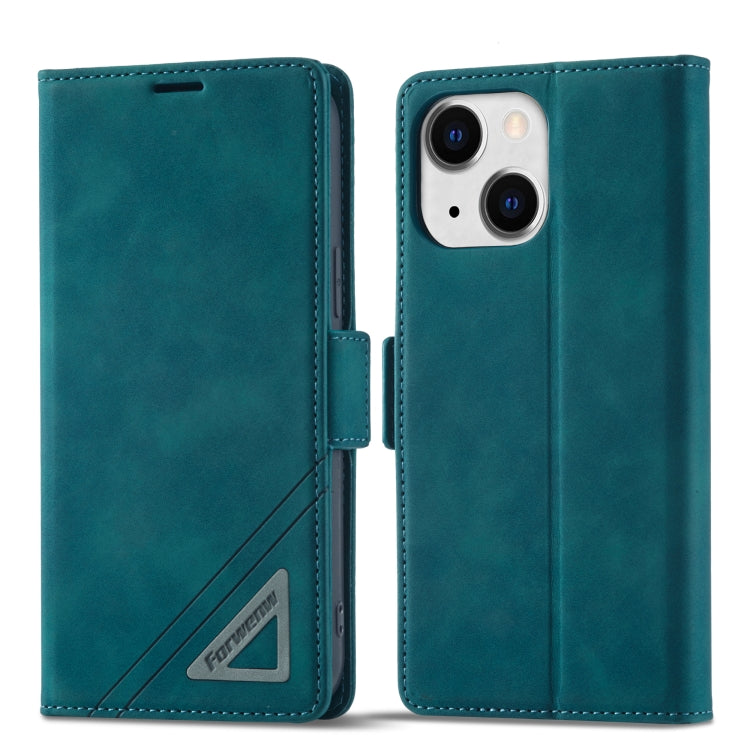 For iPhone 13 mini Forwenw Dual-side Buckle Leather Phone Case (Dark Cyan) - HoMEdemic™ 