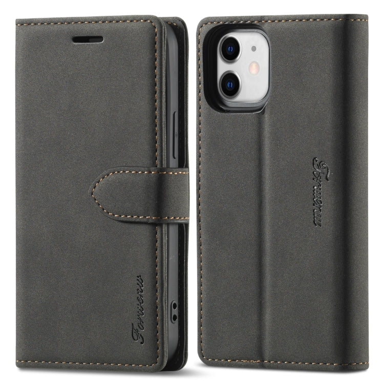 For iPhone 13 mini Forwenw F1 Series Matte Strong Magnetism Horizontal Flip Leather Case with Holder & Card Slots & Wallet & Photo Frame (Black) - HoMEdemic™ 