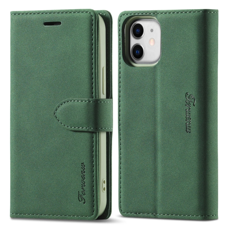 For iPhone 13 mini Forwenw F1 Series Matte Strong Magnetism Horizontal Flip Leather Case with Holder & Card Slots & Wallet & Photo Frame (Green) - HoMEdemic™ 