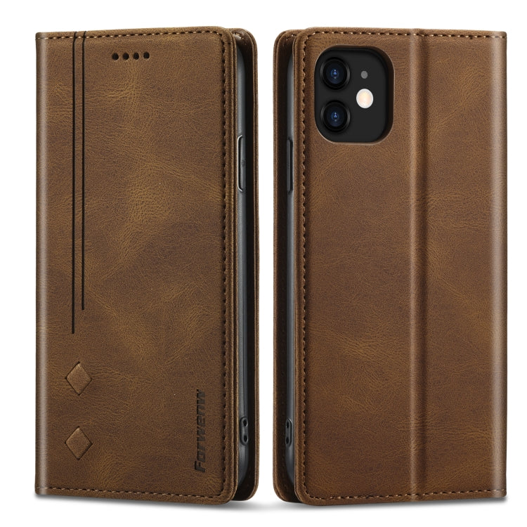 For iPhone 13 mini Forwenw F2 Series Magnetic Horizontal Flip Leather Case with Holder & Card Slots & Wallet (Brown) - HoMEdemic™ 