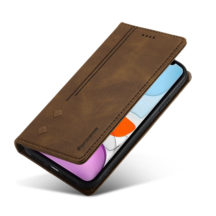 For iPhone 13 mini Forwenw F2 Series Magnetic Horizontal Flip Leather Case with Holder & Card Slots & Wallet (Brown) - HoMEdemic™ 