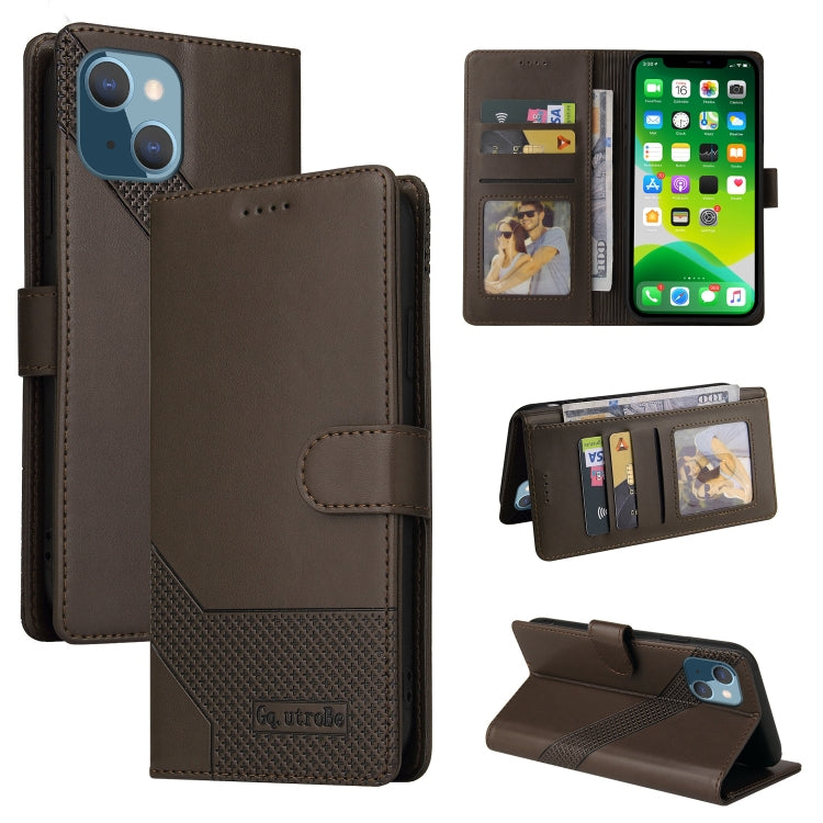 For iPhone 13 mini GQUTROBE Skin Feel Magnetic Leather Phone Case (Brown) - HoMEdemic™ 