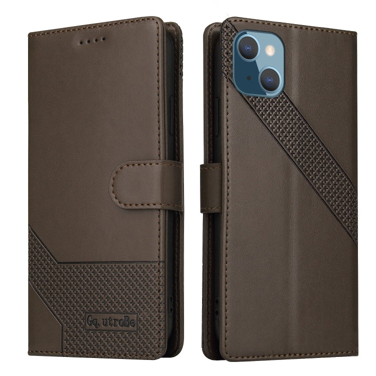For iPhone 13 mini GQUTROBE Skin Feel Magnetic Leather Phone Case (Brown) - HoMEdemic™ 