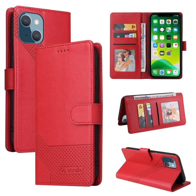 For iPhone 13 mini GQUTROBE Skin Feel Magnetic Leather Phone Case (Red) - HoMEdemic™ 