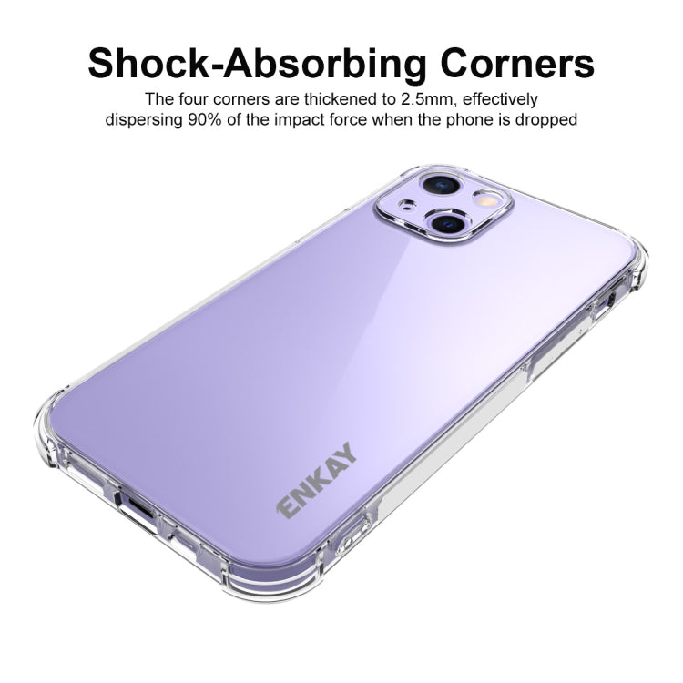 For iPhone 13 mini Hat-Prince ENKAY Clear TPU Shockproof Soft Case Drop Protection Cover + Full Coverage Tempered Glass Protector Film - HoMEdemic™ 