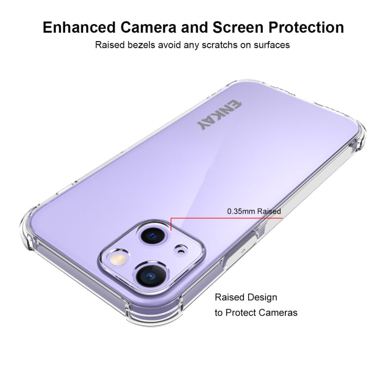 For iPhone 13 mini Hat-Prince ENKAY Clear TPU Shockproof Soft Case Drop Protection Cover + Full Coverage Tempered Glass Protector Film - HoMEdemic™ 