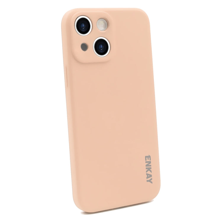 For iPhone 13 mini Hat-Prince ENKAY Liquid Silicone Shockproof Protective Case Drop Protection Cover + 9H Tempered Glass Screen Protector (Pink) - HoMEdemic™ 