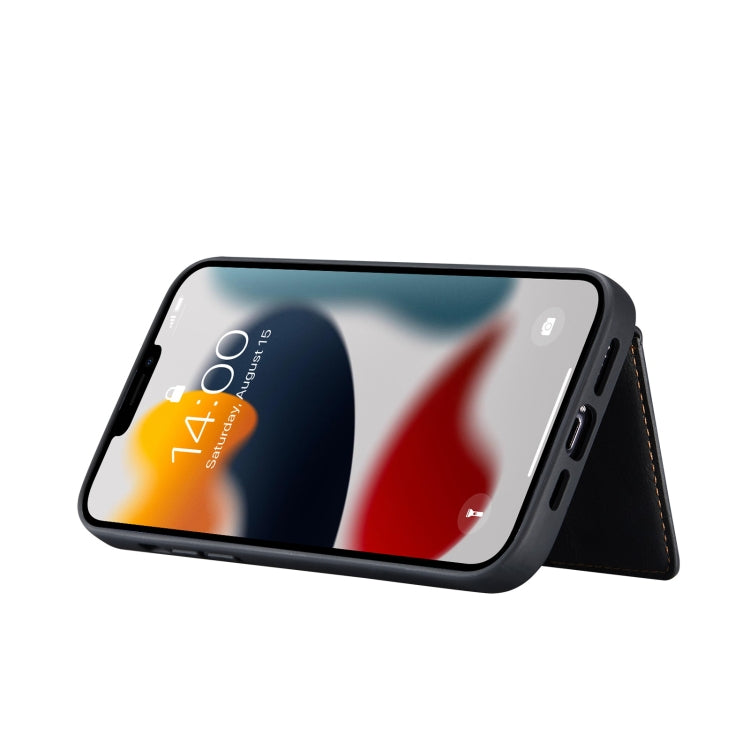 For iPhone 13 mini JEEHOOD Retro Magnetic Detachable Protective Case with Wallet & Card Slot & Holder (Black) - HoMEdemic™ 