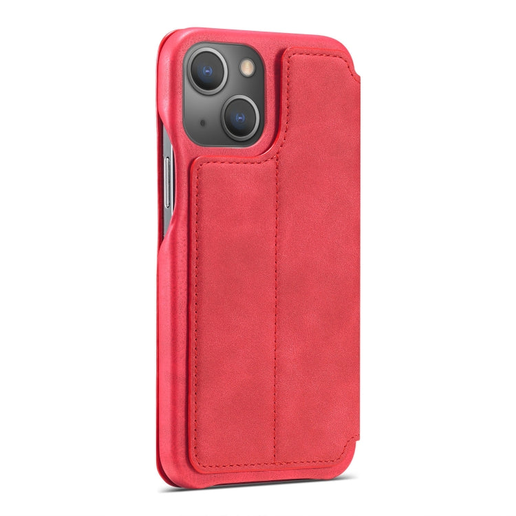 For iPhone 13 mini LC.IMEEKE Hon Ancient Series Horizontal Flip Leather Case with Holder & Card Slot (Red) - HoMEdemic™ 