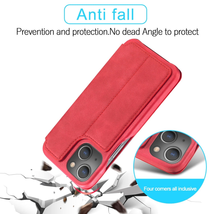 For iPhone 13 mini LC.IMEEKE Hon Ancient Series Horizontal Flip Leather Case with Holder & Card Slot (Red) - HoMEdemic™ 