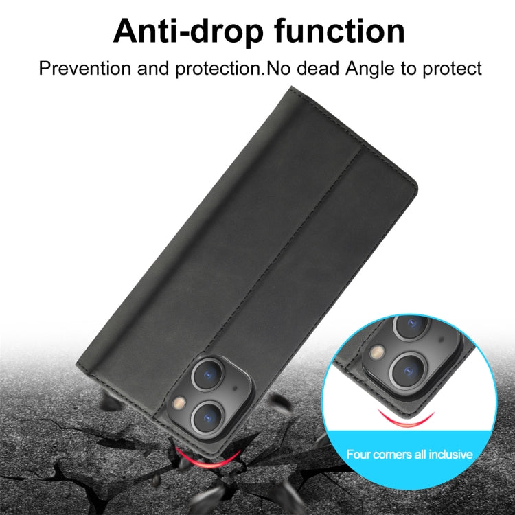 For iPhone 13 mini LC.IMEEKE Strong Magnetic PU + Matte TPU Horizontal Flip Leather Case with Holder & Card Slots & Wallet (Black) - HoMEdemic™ 