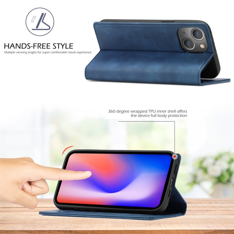 For iPhone 13 mini LC.IMEEKE Strong Magnetic PU + Matte TPU Horizontal Flip Leather Case with Holder & Card Slots & Wallet (Blue) - HoMEdemic™ 