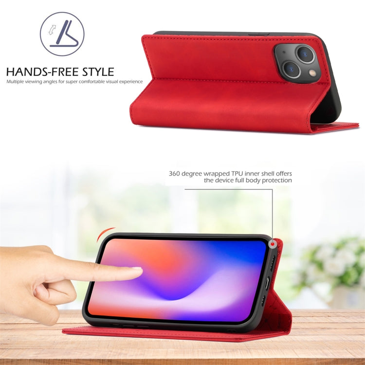 For iPhone 13 mini LC.IMEEKE Strong Magnetic PU + Matte TPU Horizontal Flip Leather Case with Holder & Card Slots & Wallet (Red) - HoMEdemic™ 