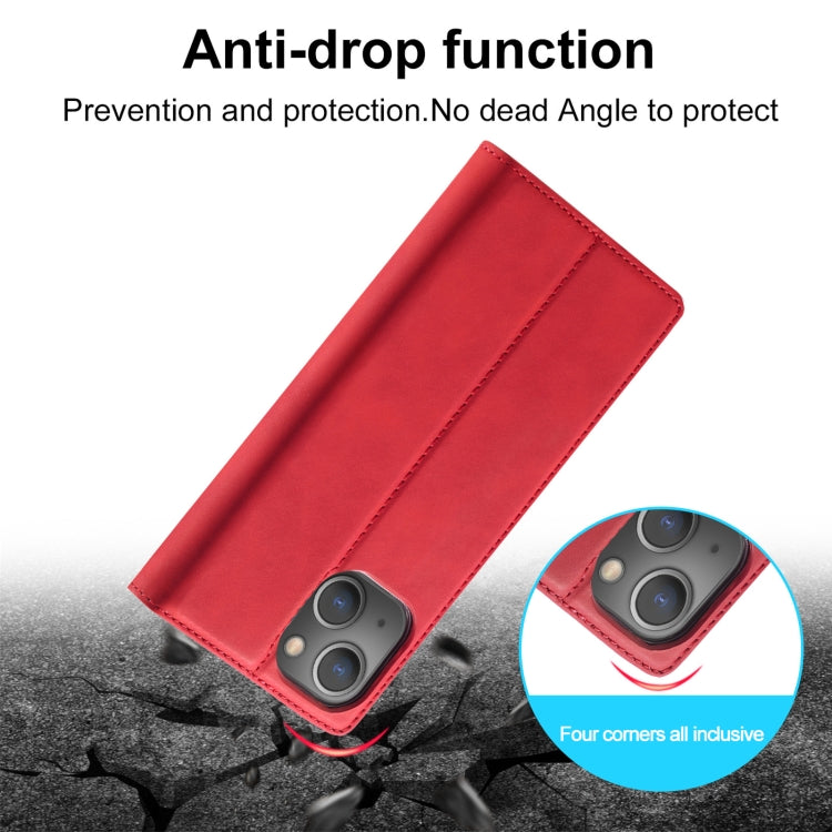 For iPhone 13 mini LC.IMEEKE Strong Magnetic PU + Matte TPU Horizontal Flip Leather Case with Holder & Card Slots & Wallet (Red) - HoMEdemic™ 