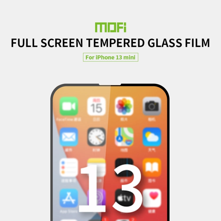 For iPhone 13 mini MOFI 9H 2.5D Full Screen Tempered Glass Film (Black) - HoMEdemic™ 