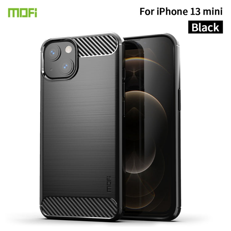 For iPhone 13 mini MOFI Gentleness Series Brushed Texture Carbon Fiber Soft TPU Case  (Black) - HoMEdemic™ 