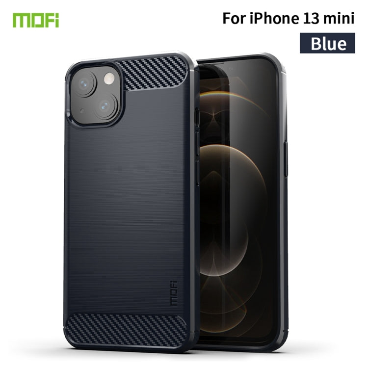 For iPhone 13 mini MOFI Gentleness Series Brushed Texture Carbon Fiber Soft TPU Case  (Blue) - HoMEdemic™ 