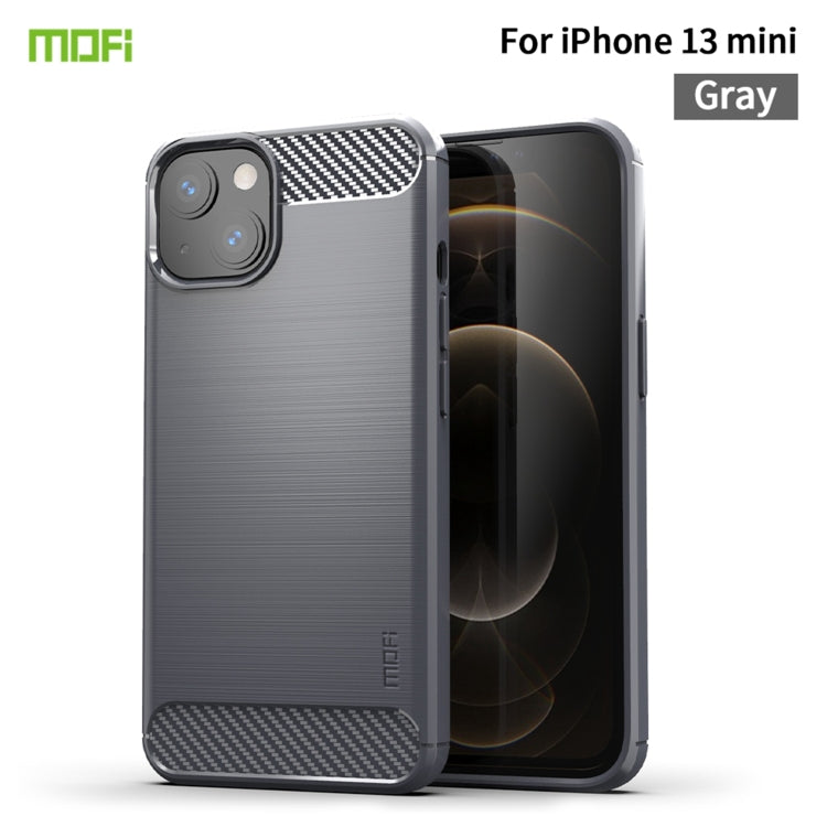 For iPhone 13 mini MOFI Gentleness Series Brushed Texture Carbon Fiber Soft TPU Case  (Gray) - HoMEdemic™ 