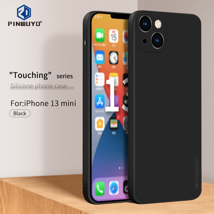 For iPhone 13 mini PINWUYO Touching Series Liquid Silicone TPU Shockproof Case (Black) - HoMEdemic™ 