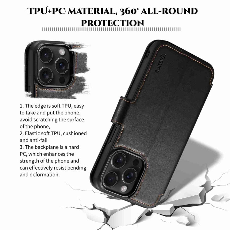 For iPhone 14 / 13 ESEBLE E1 Nappa Texture MagSafe Holder Leather Phone Case(Black) - HoMEdemic™ 