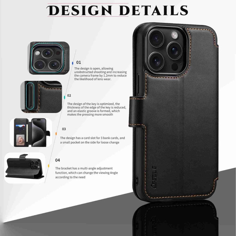 For iPhone 14 / 13 ESEBLE E1 Nappa Texture MagSafe Holder Leather Phone Case(Black) - HoMEdemic™ 