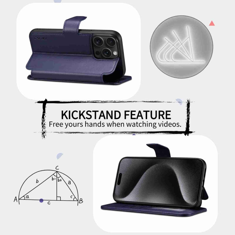 For iPhone 14 / 13 ESEBLE E1 Nappa Texture MagSafe Holder Leather Phone Case(Dark Blue) - HoMEdemic™ 